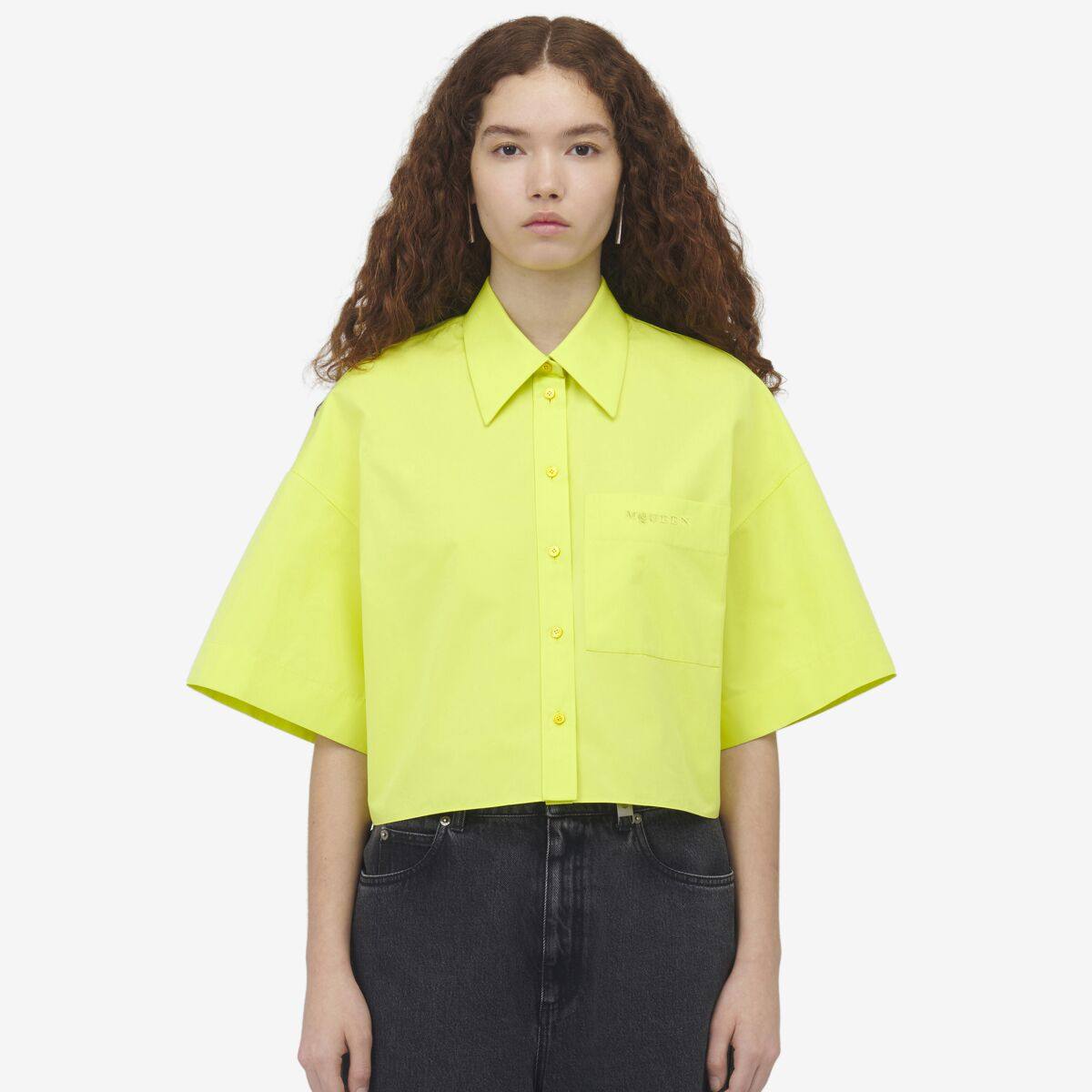 Alexander McQueen Women's White Cropped Boxy Utility Shirt​ - 46 (Cotton)